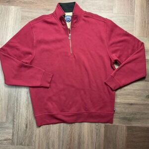NWT Callaway Golf French Rib 1/4 Zip Mock Neck Pullover Mens Medium Brick Red